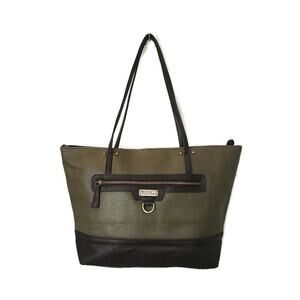 Stone Mountain Women's Green and Brown Pebbled Leather Tote